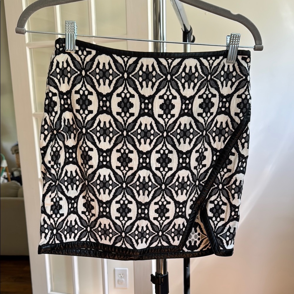Express Black and White Wrap Mini Skirt